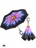 Pink&Blue Flower Print Double Layer Inverted Umbrellas W/ C-Shaped Handle